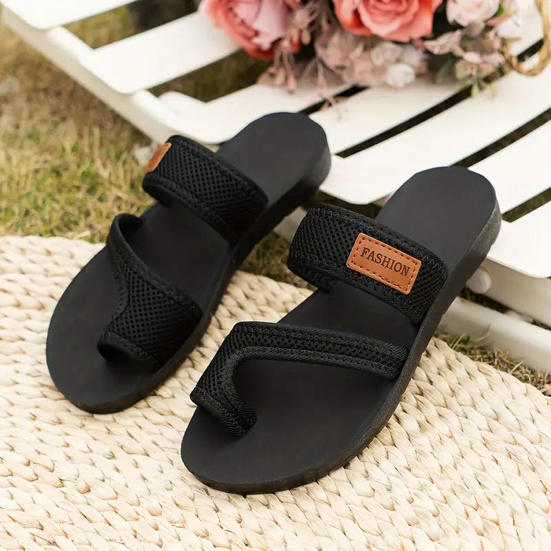 Damen Niedrige Absatz Hollow Mesh Slide Sandalen - Atmungsaktiv & Leicht