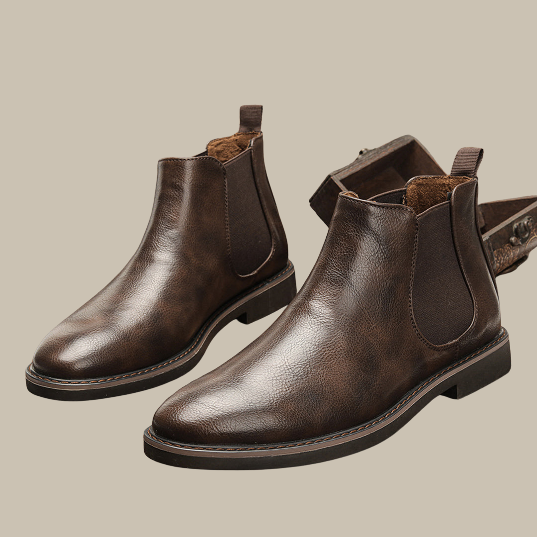 Chesto Chelsea-Boots | Stilvolle Lederschuhe für Herren mit Absatz, Schwarz, Größe 42, Echtleder