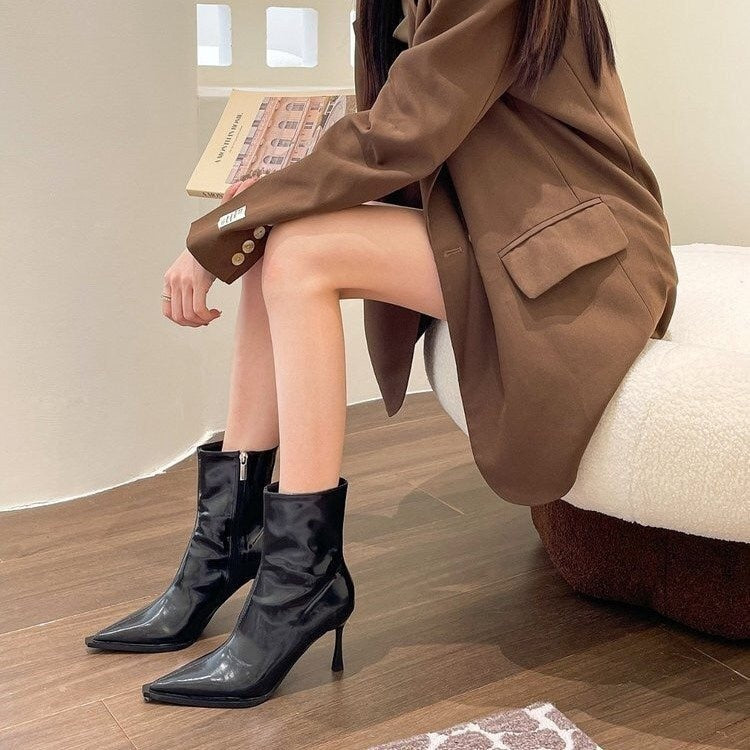 Lovidak Damen Ankle Boots - Schmale Absätze, vielseitige High Heels für einen modernen Look