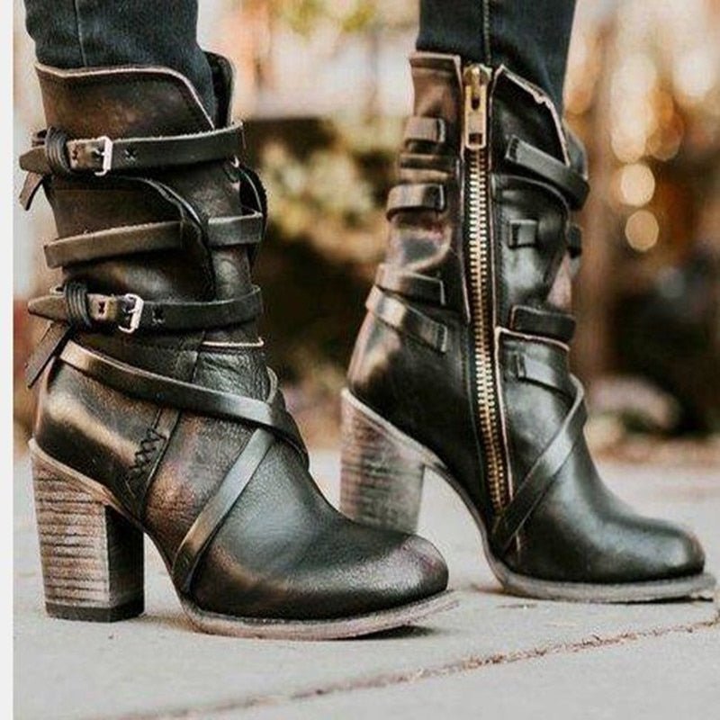 Eudex - Stylische Lederstiefel Retro-Look