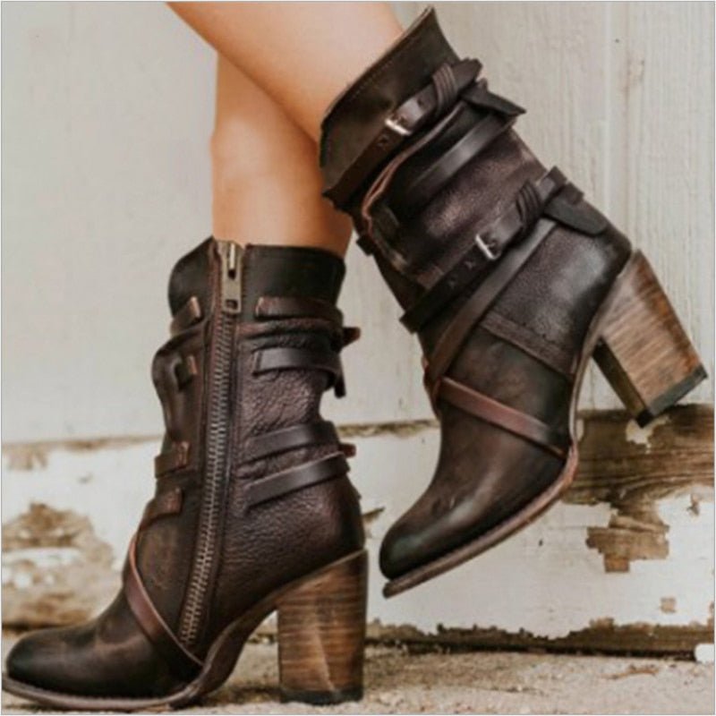 Eudex - Stylische Lederstiefel Retro-Look